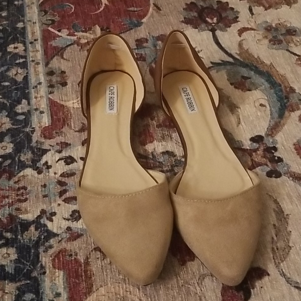 Suede Brown Tan Flats 9 9/12 - Picture 1 of 7